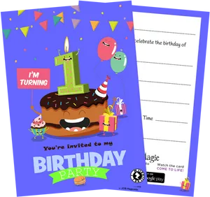 First Birthday Party Invitation Card PNG Image