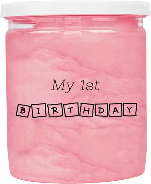 First Birthday Pink Slime Jar PNG Image