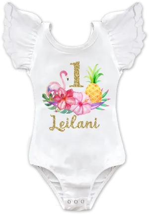 First Birthday Tropical Theme Bodysuit Leilani PNG Image