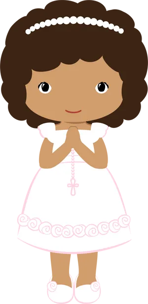 First Communion Girl Cartoon PNG Image