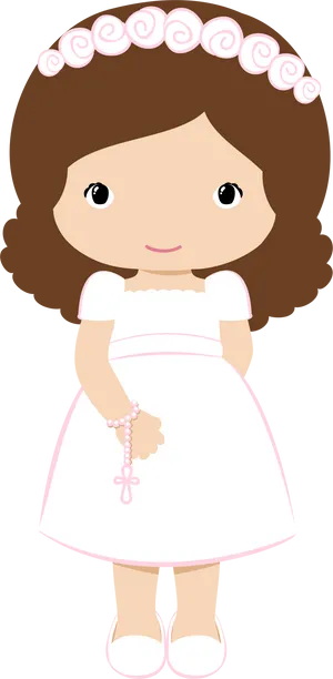 First Communion Girl Cartoon PNG Image