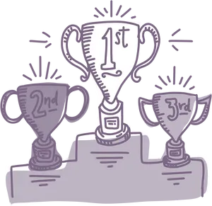 First Second Third Place Trophies PNG Image