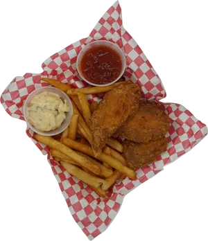 Fish_and_ Chips_with_ Dips PNG Image