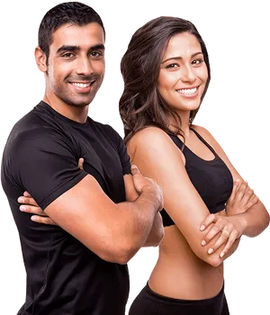 Fit Couple Posing Together PNG Image