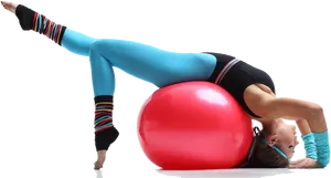 Fitness Enthusiast Performing Exercise Ball Workout PNG Image