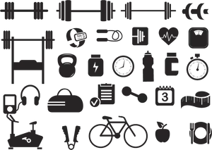 Fitness Icons Collection PNG Image