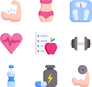 Fitness Icons Set PNG Image