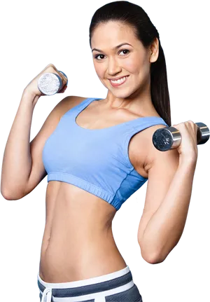 Fitness Instructor Dumbbell Workout PNG Image