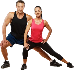 Fitness Instructor Duo Posing PNG Image