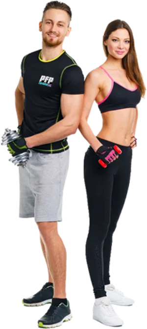 Fitness Partners Posingfor Gym Promotion PNG Image