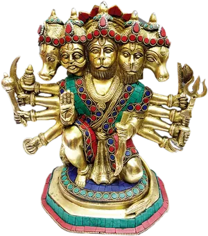 Five Faced Hanuman Statue PNG Image