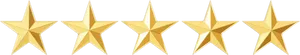 Five Gold Stars Rating PNG Image