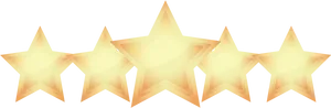 Five Golden Stars Rating PNG Image