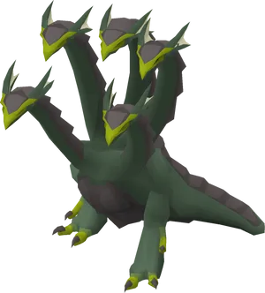 Five Headed Green Hydra3 D Model PNG Image