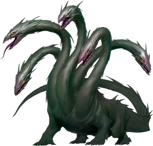 Five Headed Hydra Illustration PNG Image