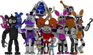 Five Nightsat Freddys Character Assembly PNG Image