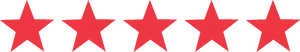 Five Red Stars Row PNG Image