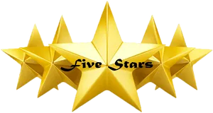 Five Star Rating Golden Graphic PNG Image