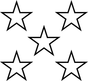 Five White Stars Black Background PNG Image