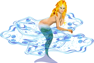 Flame Haired_ Mermaid_ Art PNG Image