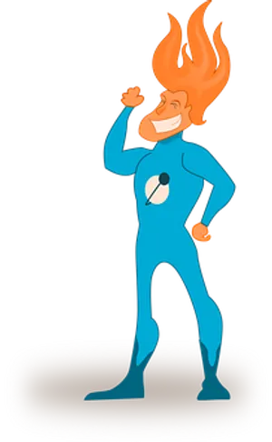 Flame Haired Superhero Illustration PNG Image