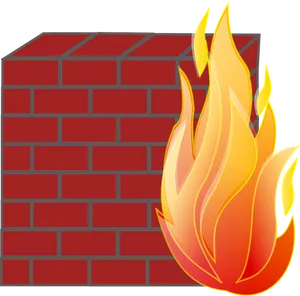 Flame On Brick Wall Vector PNG Image