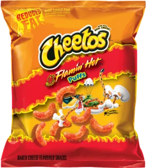 Flamin Hot Cheetos Puffs Reduced Fat Package PNG Image