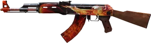 Flaming A K47 Firestorm Design PNG Image