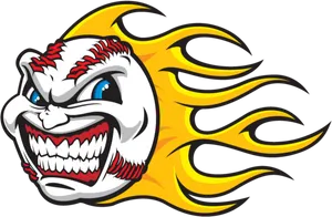 Flaming_ Baseball_ Mascot_ Vector PNG Image