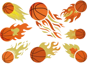 Flaming Basketballs Vector PNG Image