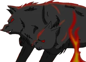 Flaming Cerberus Artwork PNG Image