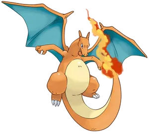 Flaming Charizard Artwork PNG Image