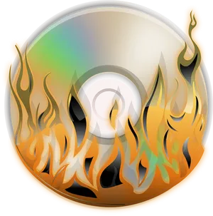 Flaming Compact Disc Illustration PNG Image