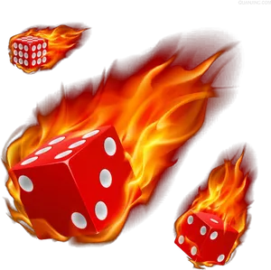 Flaming Dice Artwork PNG Image