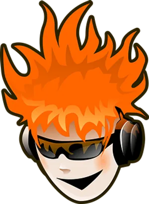 Flaming Hair Character Avatar PNG Image