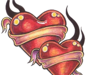 Flaming Heart Tattoo Design PNG Image