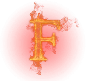 Flaming Letter F Graphic PNG Image