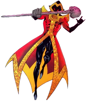 Flaming_ Sword_ Wielding_ Animated_ Character PNG Image