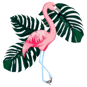 Flamingo And Palm Leaves Png 06292024 PNG Image