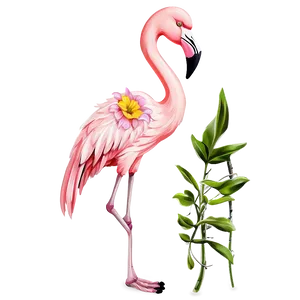 Flamingo With Floral Decor Png Qwv83 PNG Image