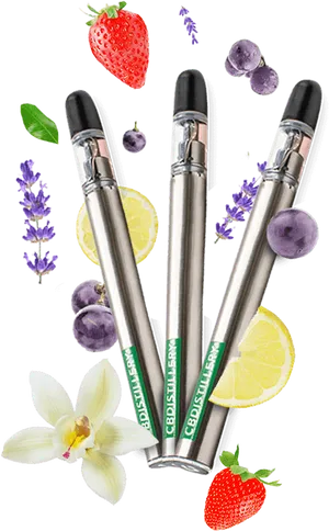 Flavored Vape Penswith Fruit Background PNG Image