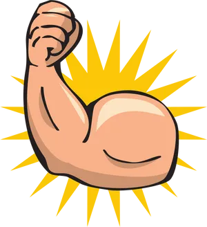 Flexed Bicep Cartoon Illustration PNG Image