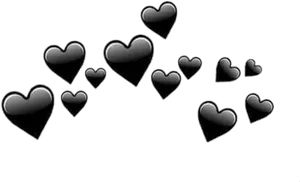 Floating Black Hearts Pattern PNG Image