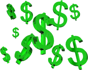 Floating Dollar Signs Black Background PNG Image