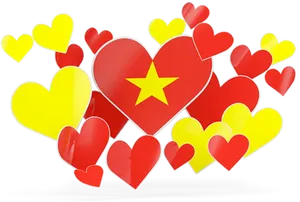 Floating Heartswith Vietnam Flag PNG Image