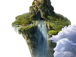 Floating_ Island_ Waterfall_ Fantasy_ Scene.jpg PNG Image