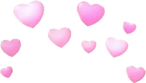 Floating Pink Hearts Transparent Background PNG Image