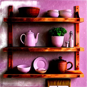 Floating Shelves In Kitchen Png Mld PNG Image