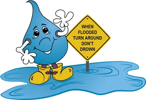 Flood Awareness Cartoon Character PNG Image