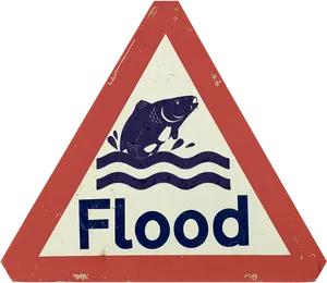 Flood Warning Sign Triangular Shape PNG Image